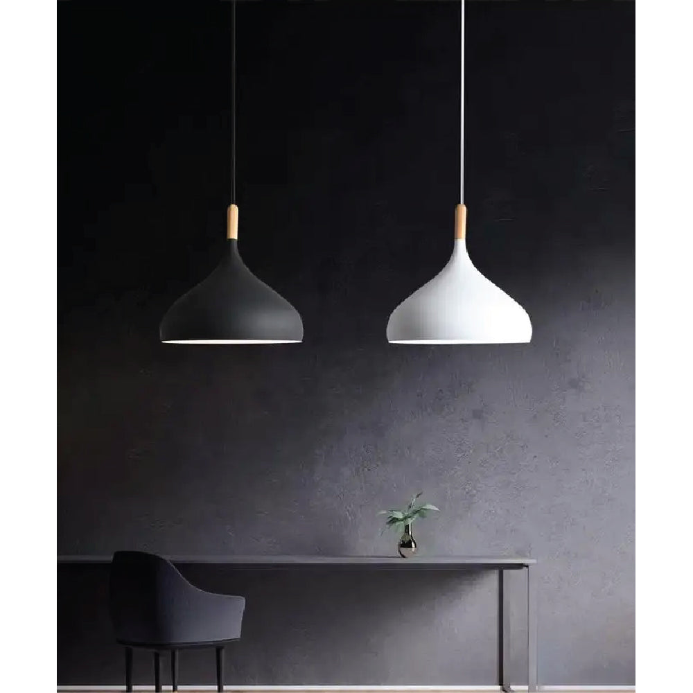 Classic Dome Pendant Light Wooden Top E27 Ceiling lamp with FREE LED lamps