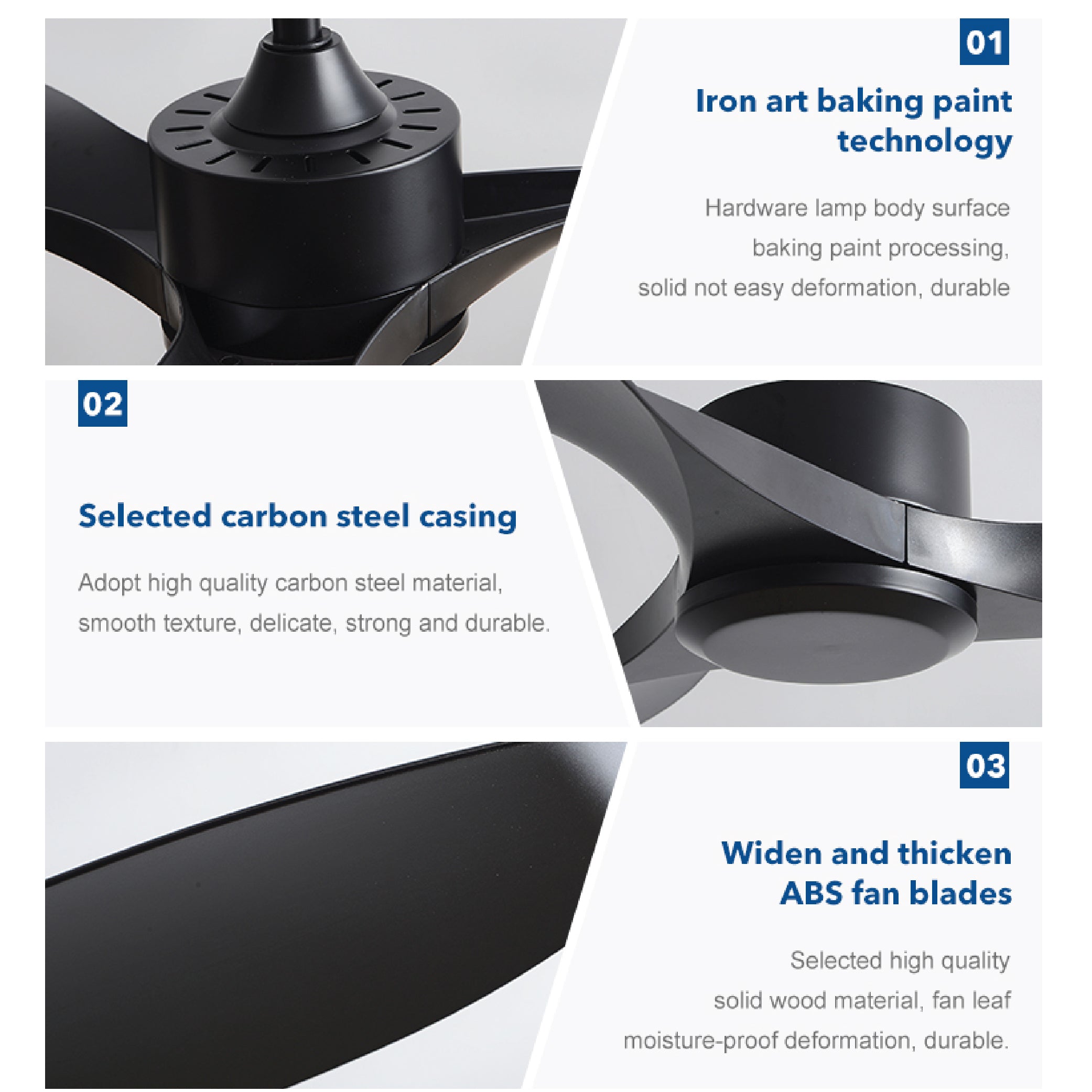 Classic Three Blades 52 inch DC Motor Ceiling Fan White with 6 Speed Remote