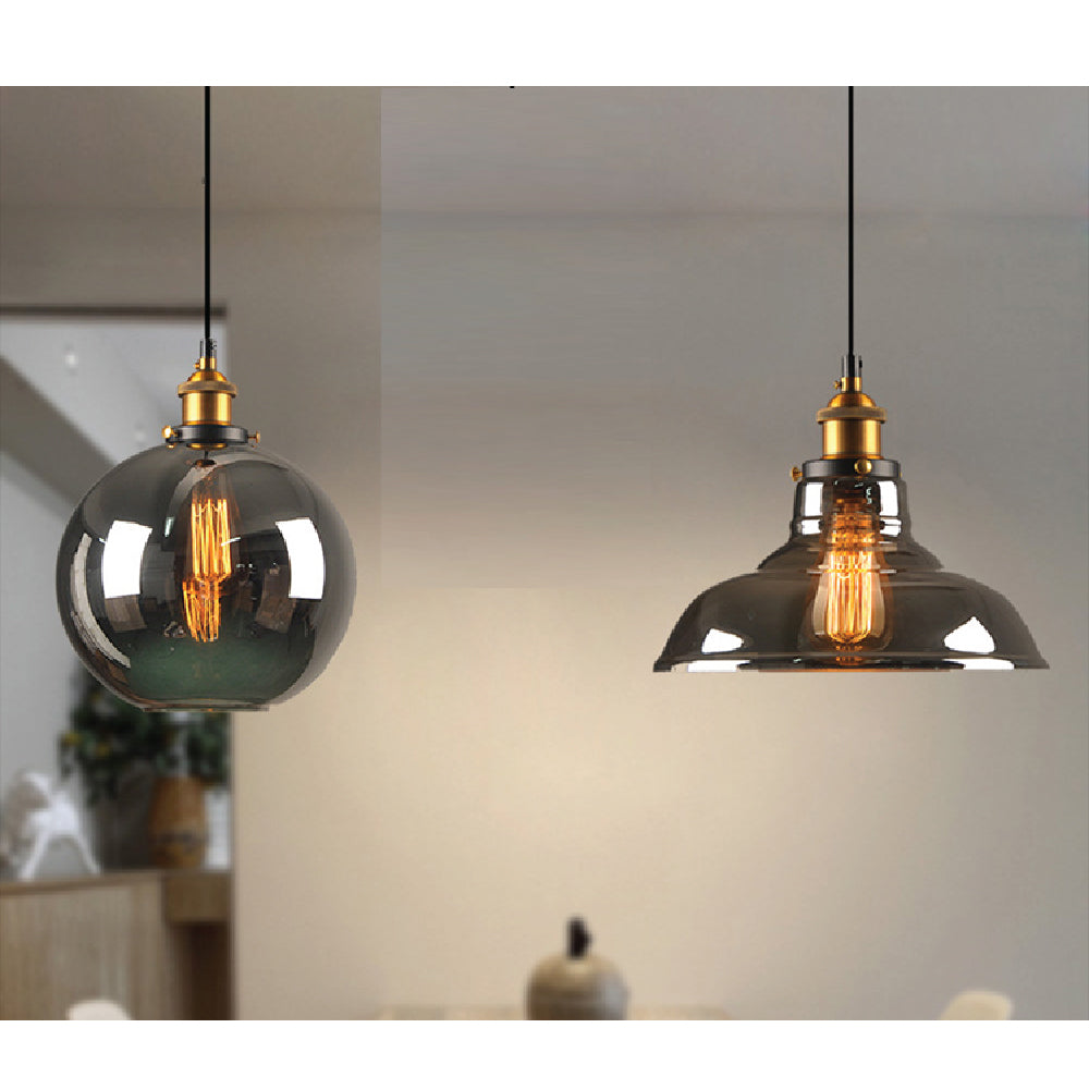 Smoky Grey Glass Pendant Lights with FREE filament lamp