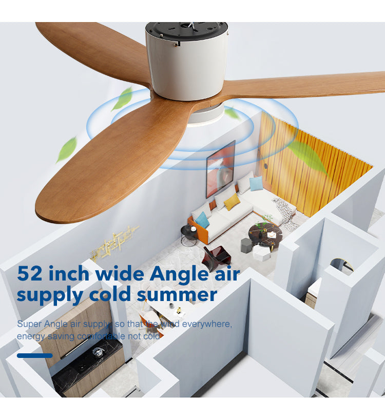 Flush Close to Ceiling Mount ABS DC Motor Ceiling Fan With 6 speed Remote