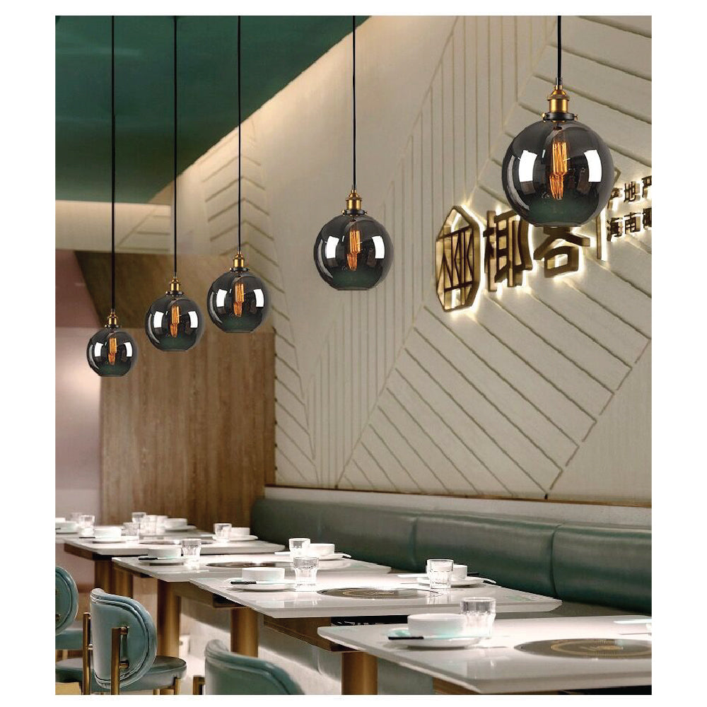 Smoky Grey Glass Pendant Lights with FREE filament lamp