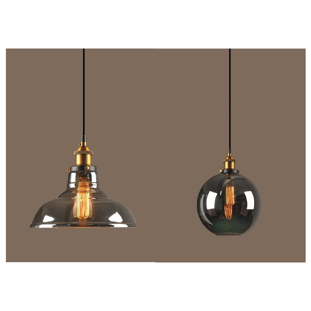 Smoky Grey Glass Pendant Lights with FREE filament lamp
