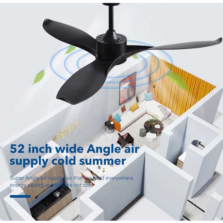 Classic Three Blades 52 inch DC Motor Ceiling Fan White with 6 Speed Remote