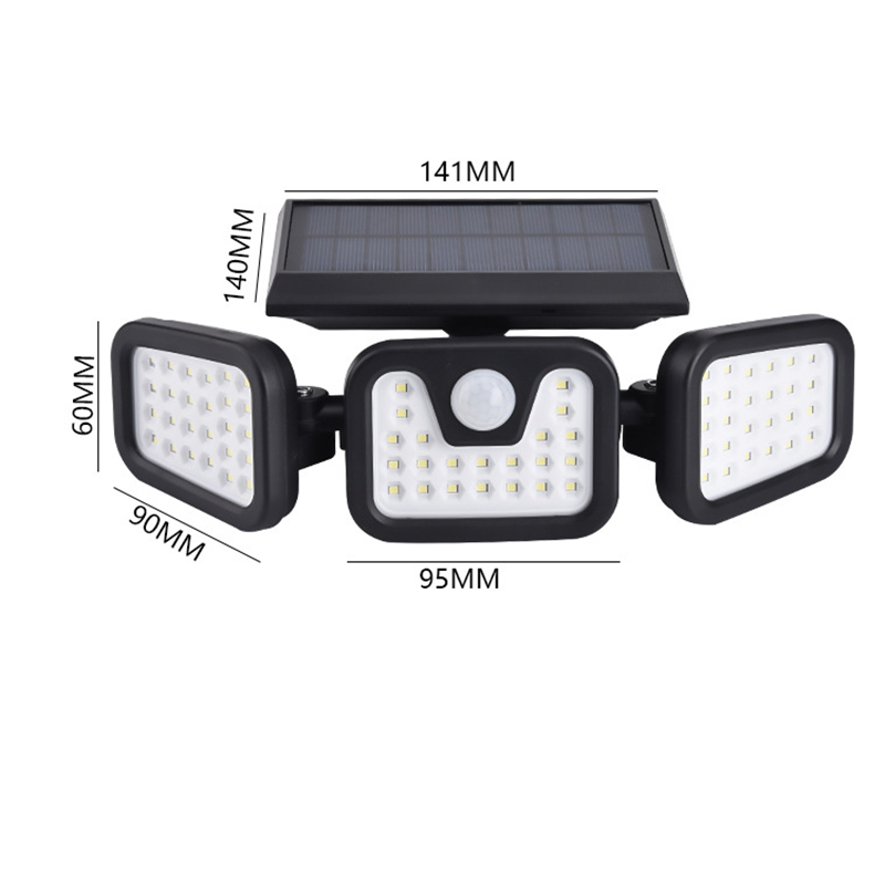 Solar Security LED Lights 3 head Motion Daylight Sensors Adjustable Flood Light