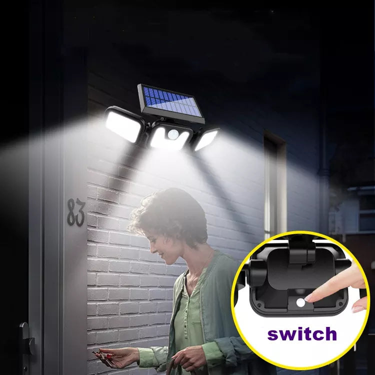 Solar Security LED Lights 3 head Motion Daylight Sensors Adjustable Flood Light