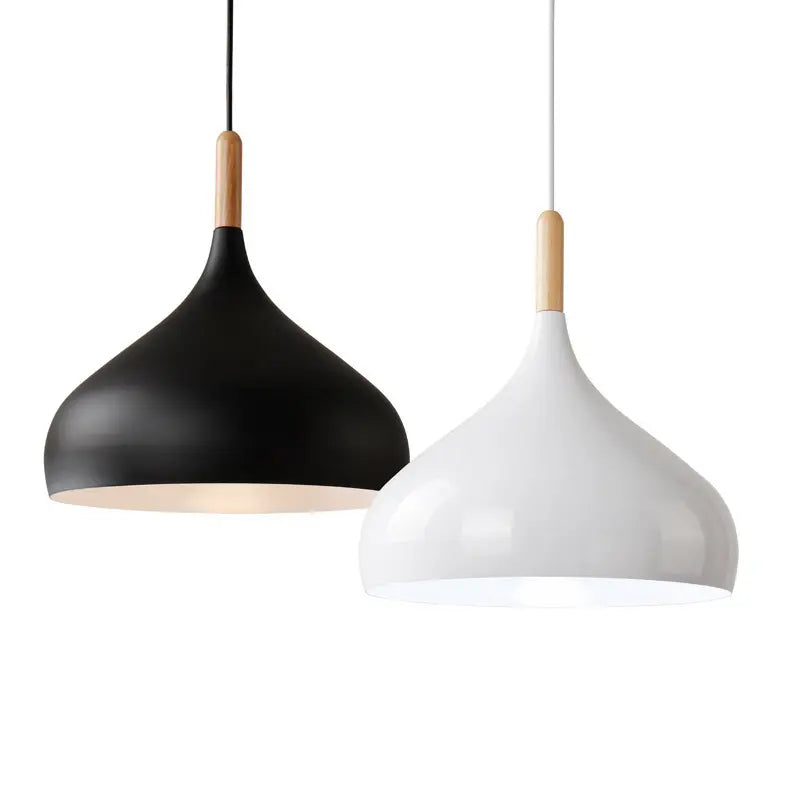 Classic Dome Pendant Light Wooden Top E27 Ceiling lamp with FREE LED lamps