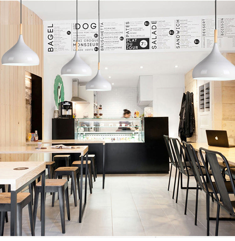 Classic Dome Pendant Light Wooden Top E27 Ceiling lamp with FREE LED lamps