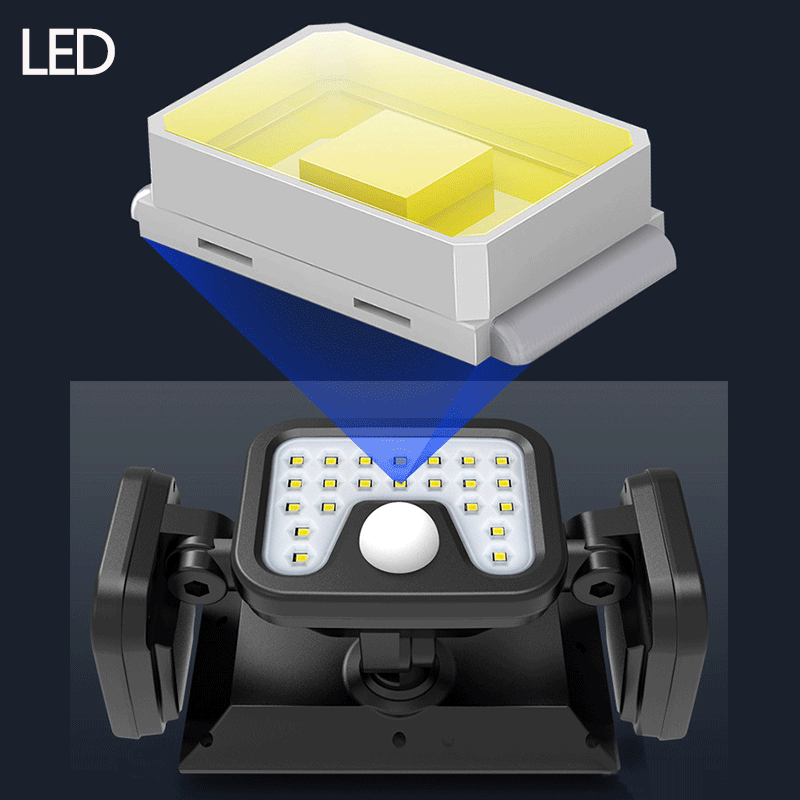 Solar Security LED Lights 3 head Motion Daylight Sensors Adjustable Flood Light