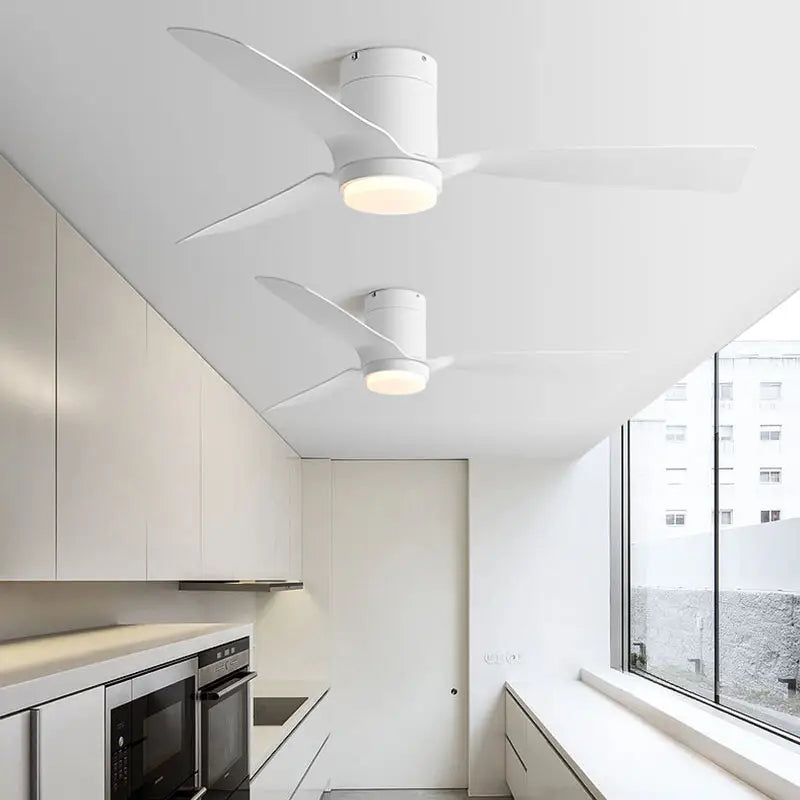 Cove Close to Ceiling Flush Mount ABS DC Motor Ceiling Fan 6 Speed Remote