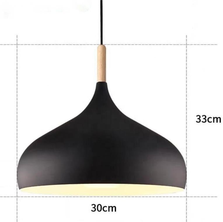 Classic Dome Pendant Light Wooden Top E27 Ceiling lamp with FREE LED lamps