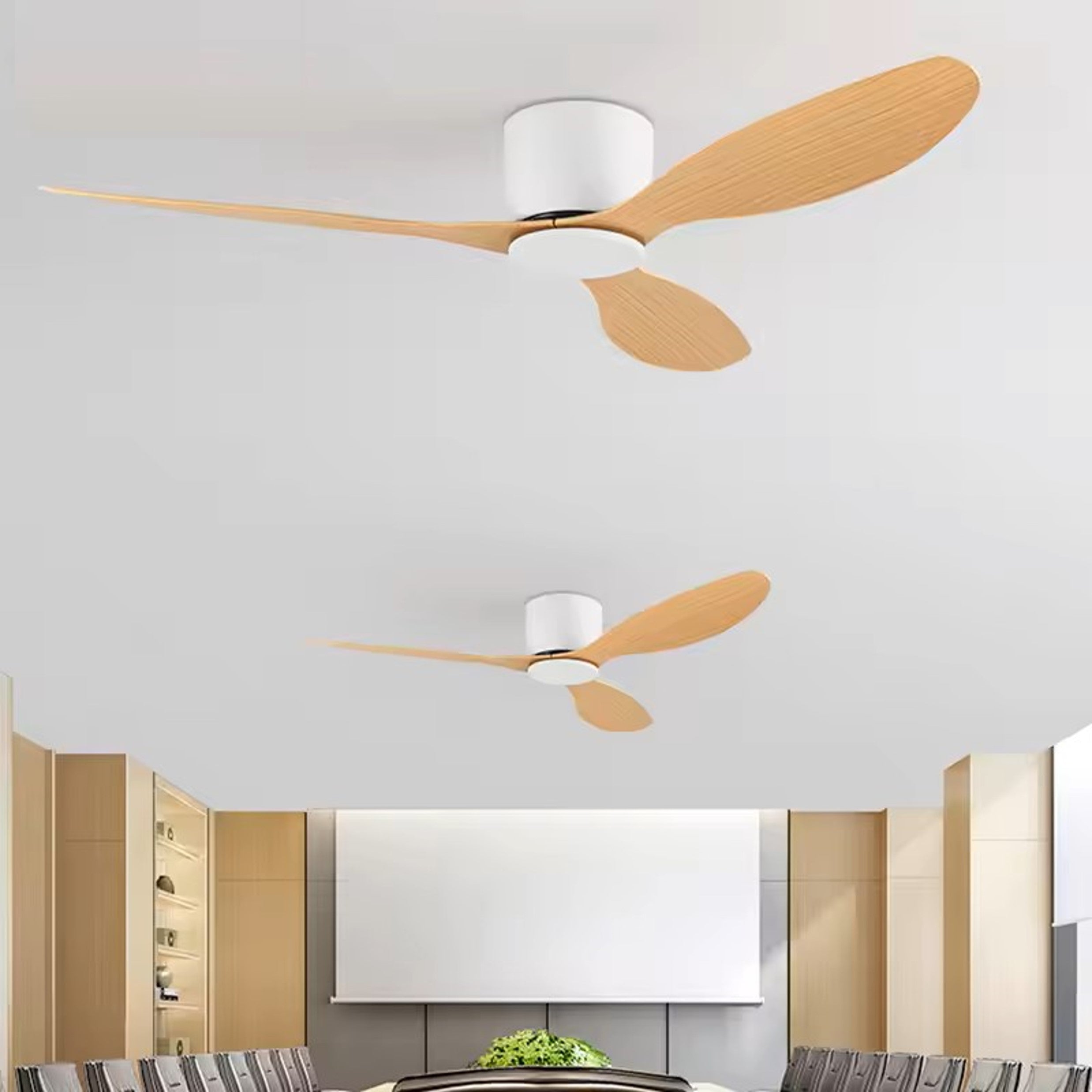 Flush Close to Ceiling Mount ABS DC Motor Ceiling Fan With 6 speed Remote