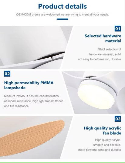 Flush Close to Ceiling Mount ABS DC Motor Ceiling Fan With 6 speed Remote