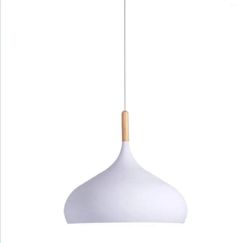 Classic Dome Pendant Light Wooden Top E27 Ceiling lamp with FREE LED lamps