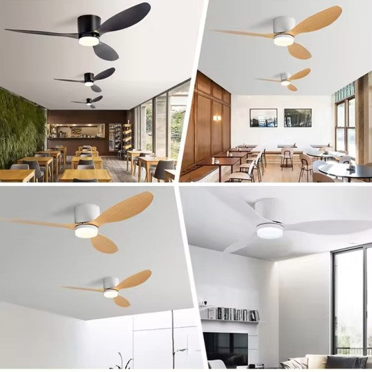 Flush Close to Ceiling Mount ABS DC Motor Ceiling Fan With 6 speed Remote