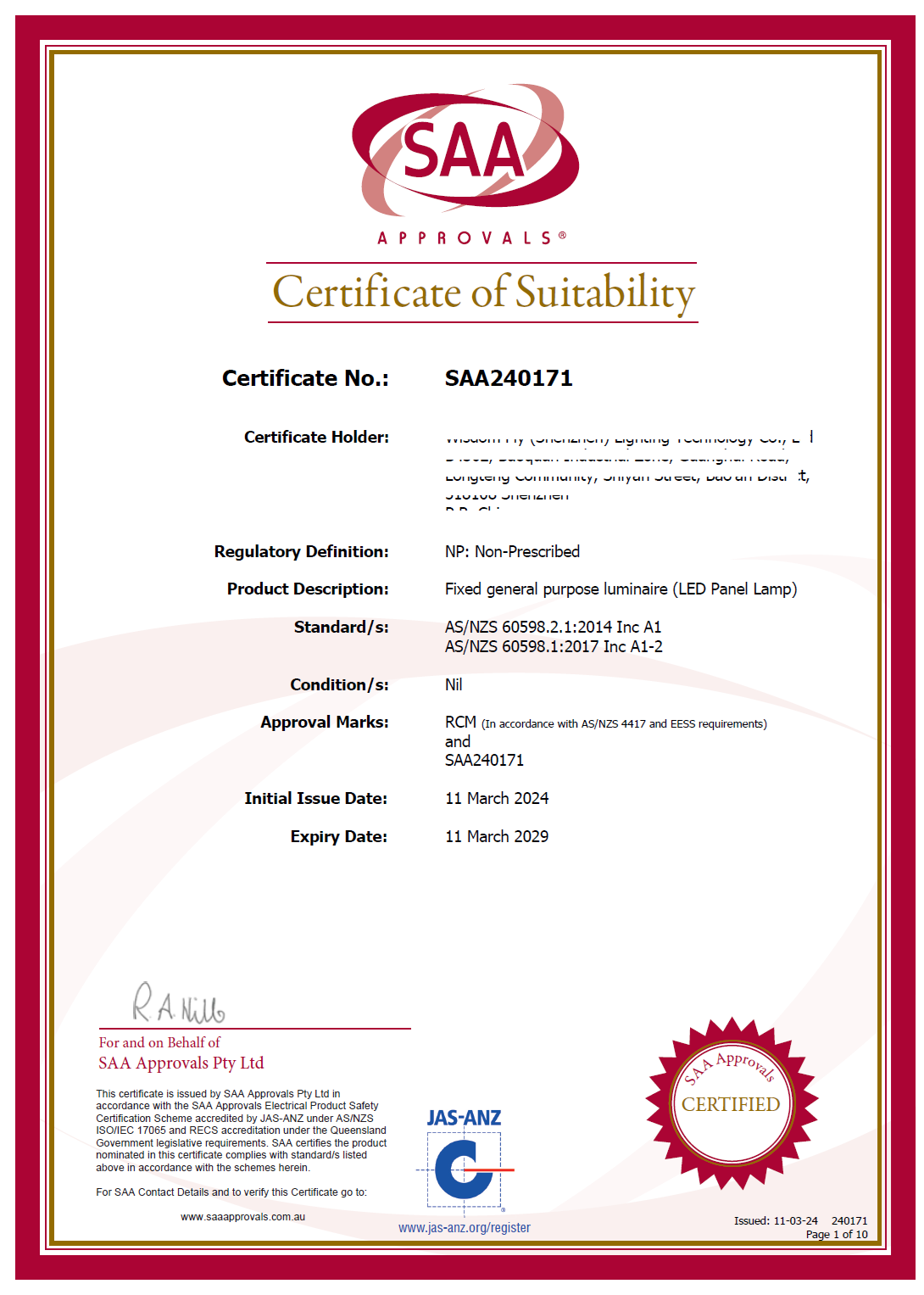 Ultra-thin Tri-colour Flush Round Ceiling LED Light SAA