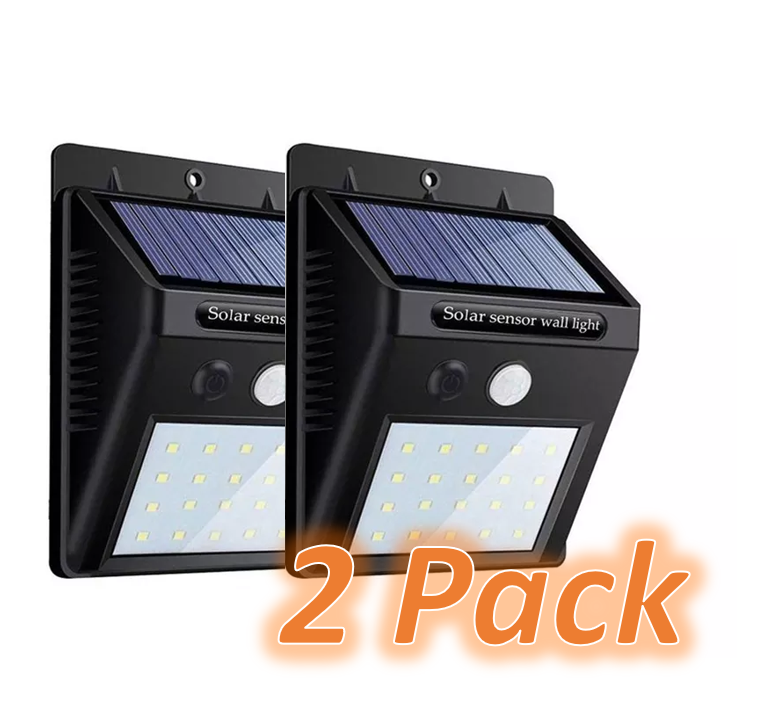 2Pack Waterproof LED Outdoor Solar Wall Light Motion Sensor Daylight Sensor